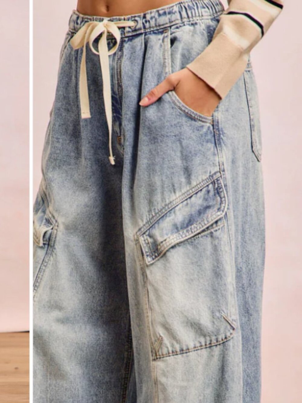 BAGGY BARREL DENIM PANTS WITH CARGO POCKETS SMALL-3X! - Picture 2 of 3